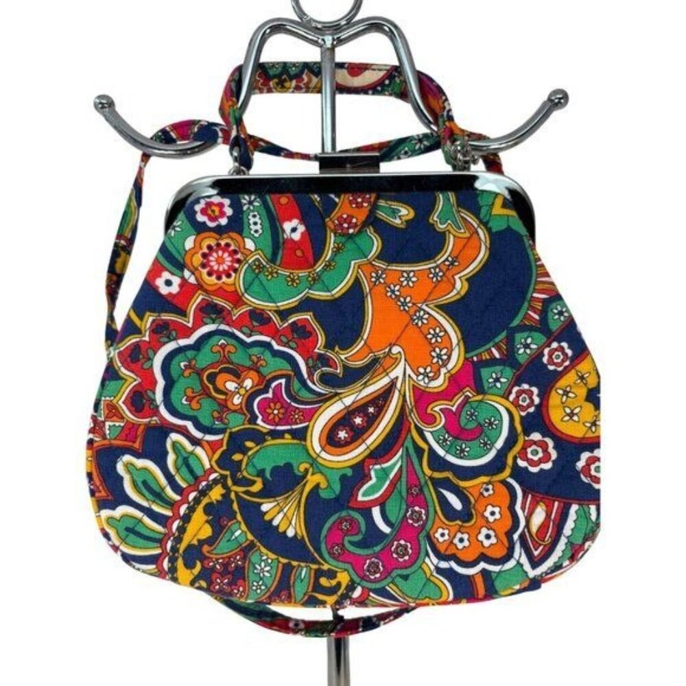 Vera Bradley Cotton Carson Mini Shoulder Bag With Vibrant Floral Paisley Pattern